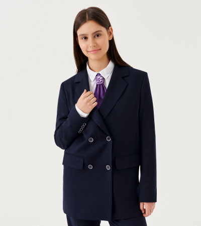 Полуприлегающий жакет для девочки из поливискозной ткани Panda Kids ПА-264431A синий - фото 2