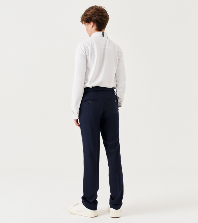 Классические брюки на талии для мальчика из костюмной ткани Panda Kids ПА-264161 синий - фото 4