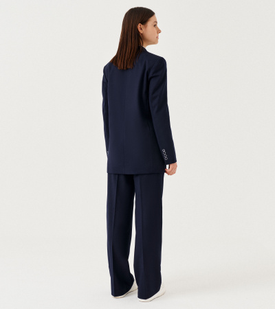 Полуприлегающий жакет для девочки из поливискозной ткани Panda Kids ПА-264431A синий - фото 7