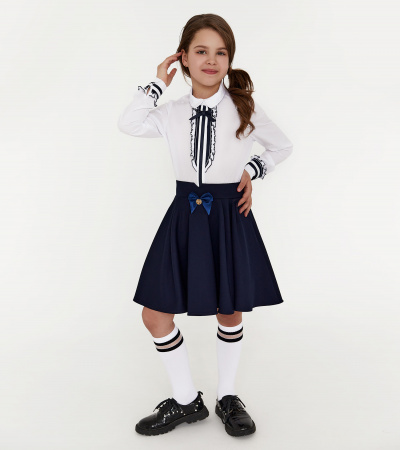 Блузка для девочек с рюшами и воротником Panda Kids ПА-262140 белый - фото 4