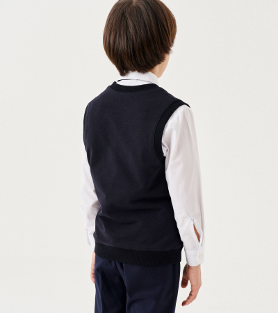 Полуприлегающий жилет для мальчика из хлопчатобумажной ткани Panda Kids ПА-264337 черный - фото 3