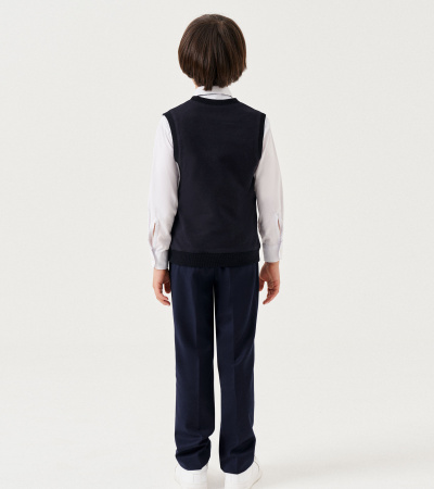 Полуприлегающий жилет для мальчика из хлопчатобумажной ткани Panda Kids ПА-264337 черный - фото 4