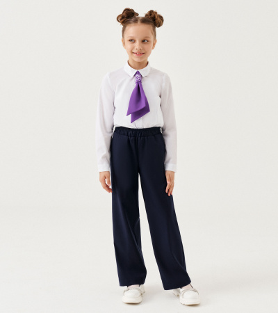 Классические брюки с высокой посадкой и длиной 77-94 см Panda Kids ПА-263660 синий - фото 5