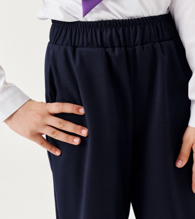 Классические брюки с высокой посадкой и длиной 77-94 см Panda Kids ПА-263660 синий - фото 8