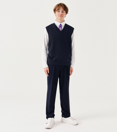 Полуприлегающий жилет для мальчика из хлопчатобумажной ткани Panda Kids ПА-264338 синий - фото 7