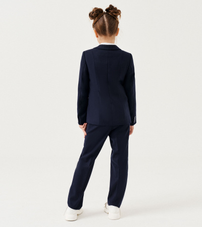 Жакет для девочки из поливискозной ткани с прорезными карманами Panda Kids ПА-264430 синий - фото 11