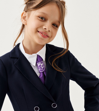 Жакет для девочки из поливискозной ткани с прорезными карманами Panda Kids ПА-264430 синий - фото 12