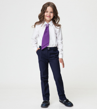 круглогодичные брюки с прямым кроем и застежкой на металлическую тесьму Panda Kids ПА-322760B синий - фото 1