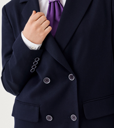 Полуприлегающий жакет для девочки из поливискозной ткани Panda Kids ПА-264431 синий - фото 13