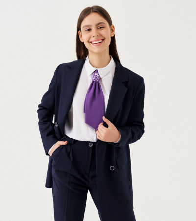 Полуприлегающий жакет для девочки из поливискозной ткани Panda Kids ПА-264431A синий - фото 10