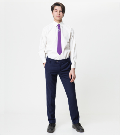 Брюки из шерсти с боковыми карманами и деталями Panda Kids ПА-322861BA синий - фото 1