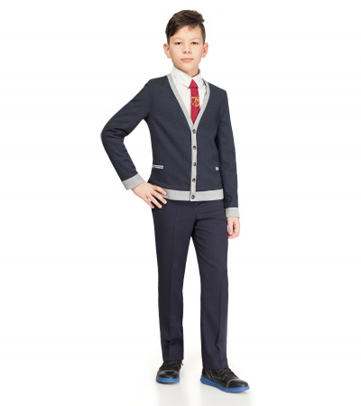 Платье для девочки хлопковое с воротником и бантиком Panda Kids ПА-323031A синий - фото 1