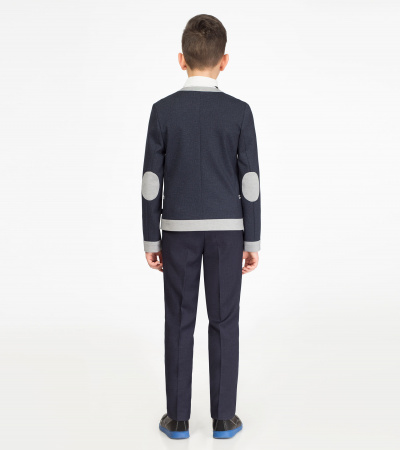 Платье для девочки хлопковое с воротником и бантиком Panda Kids ПА-323031A синий - фото 2