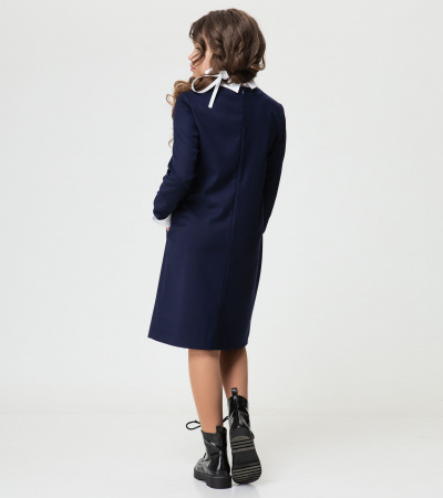круглогоднее платье с длинным рукавом и классическим кройом Panda Kids ПА-306880B синий - фото 3