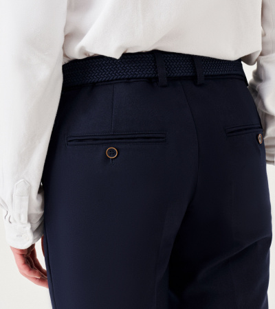 Классические брюки на талии для мальчика из костюмной ткани Panda Kids ПА-264161 синий - фото 9