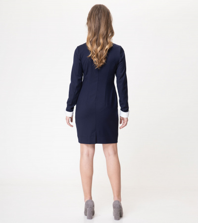 круглогоднее платье с длинным рукавом и элегантным силуэтом Panda Kids ПА-306881BA синий - фото 2