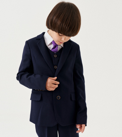 Полуприлегающий пиджак для мальчика из поливискозной ткани Panda Kids ПА-264230 синий - фото 8