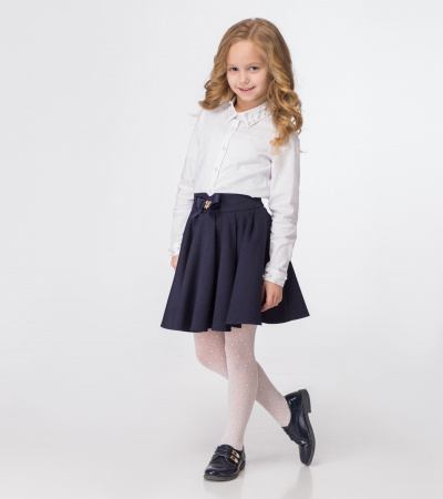 Блузка для девочки из сорочечной ткани, с бусинами Panda Kids ПА-324440 белый - фото 2