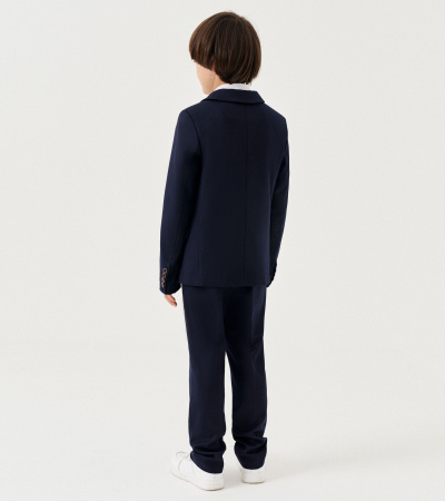 Полуприлегающий пиджак для мальчика из поливискозной ткани Panda Kids ПА-264230 синий - фото 11