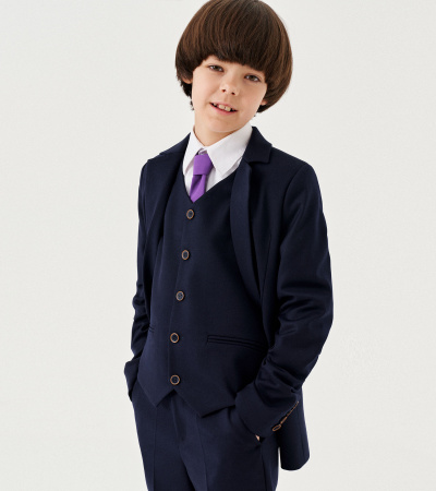 Полуприлегающий пиджак для мальчика из поливискозной ткани Panda Kids ПА-264230 синий - фото 12