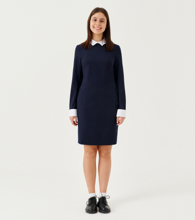 круглогоднее платье с длиной 83 см и объемной линией низа Panda Kids ПА-306881B синий - фото 6