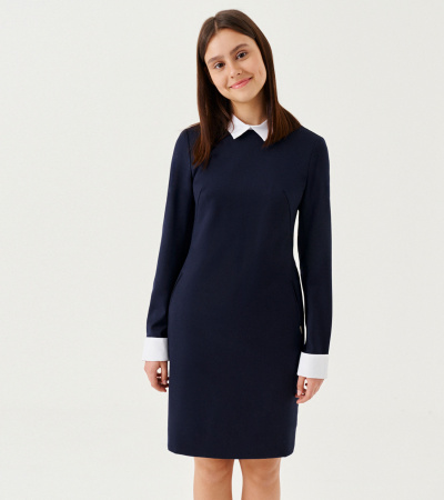 круглогоднее платье с длиной 83 см и объемной линией низа Panda Kids ПА-306881B синий - фото 7