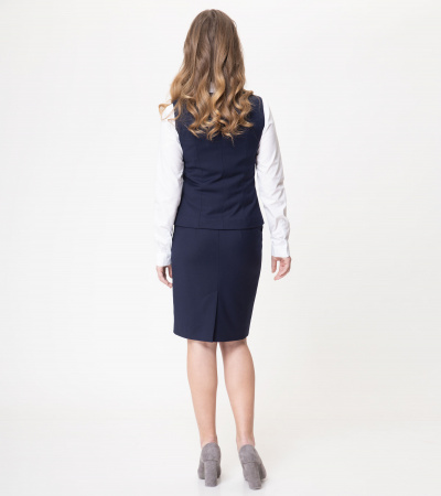 круглогодичный жилет с боковой застежкой и вертикальными рельефами Panda Kids ПА-31538B синий - фото 4