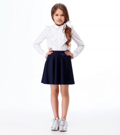 Модная хлопковая блузка с рюшами и вышивкой Panda Kids ПА-346140 белый - фото 3