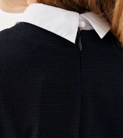 Клетчатое платье с съемным воротником и манжетами Panda Kids ПА-341680 синий - фото 4