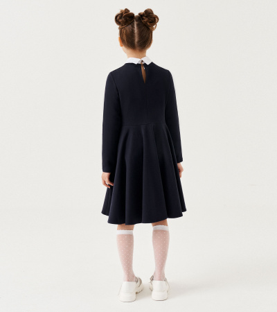 Платье для девочки с воротничком и бантиками Panda Kids ПА-324180 синий - фото 6