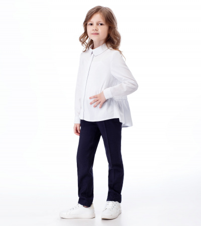 Стильная хлопковая блузка с рюшами и декоративными вставками Panda Kids ПА-346040 белый - фото 5