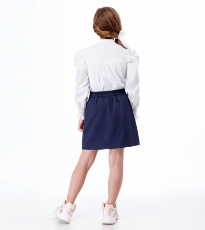 Нарядная хлопковая блузка с объемными рукавами и бантом Panda Kids ПА-346340 белый - фото 6