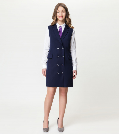 Круглогодичный сарафан с регуляторами и карманами Panda Kids ПА-332280BA синий - фото 3