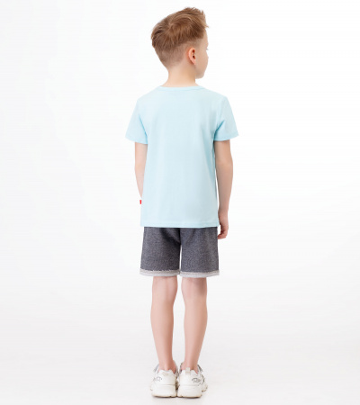 Круглогодичный трикотажный джемпер с разрезами и стойкой горловиной Panda Kids ПА-487740 бирюзовый - фото 4