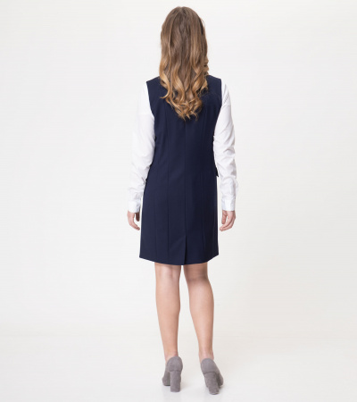 Круглогодичный сарафан с регуляторами и карманами Panda Kids ПА-332280BA синий - фото 4