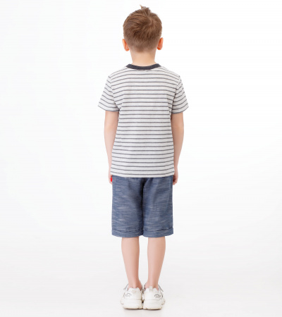 Круглогодичные хлопковые шорты с эластичным поясом и длиной до колена Panda Kids ПА-488060 серый - фото 3