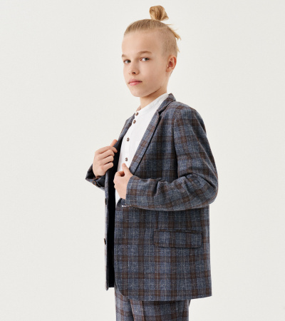 Пиджак классический для мальчика на пуговицах Panda Kids ПА-353030 синий - фото 15