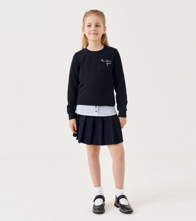 Джемпер с печатью и накладным карманом Panda Kids ПА-335240 синий - фото 1