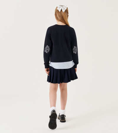 Джемпер с печатью и накладным карманом Panda Kids ПА-335240 синий - фото 3