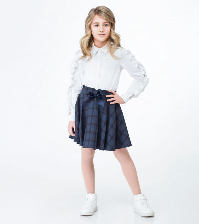 Юбка солнце из поливискозной ткани с карманами Panda Kids ПА-335450 синий - фото 1