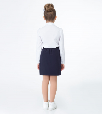 Блузка с защипами и бантом на горловине из сорочечной ткани Panda Kids ПА-336140 белый - фото 1