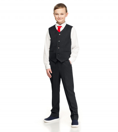 Жилет из трикотажного вискозного полотна с тонким силуэтом Panda Kids ПА-35439B черный - фото 4