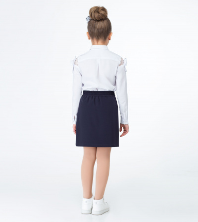 Круглогодичная блузка с кружевами и кокетками Panda Kids ПА-336540 белый - фото 2