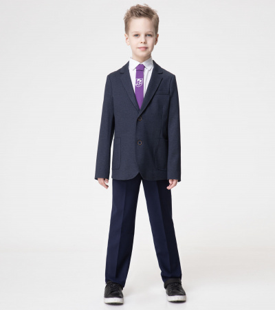 Пиджак из трикотажного вискозного полотна для мальчика Panda Kids ПА-355530 синий - фото 1