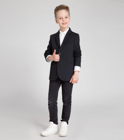 Пиджак из трикотажного вискозного полотна с внутренним карманом Panda Kids ПА-355530 темно-серый - фото 1