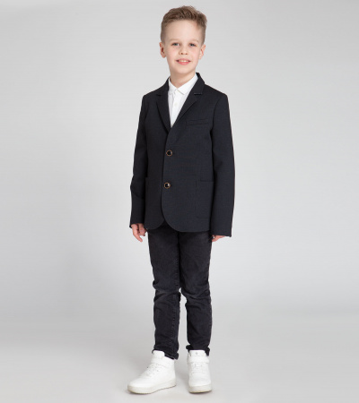 Пиджак из трикотажного вискозного полотна с внутренним карманом Panda Kids ПА-355530 темно-серый - фото 6