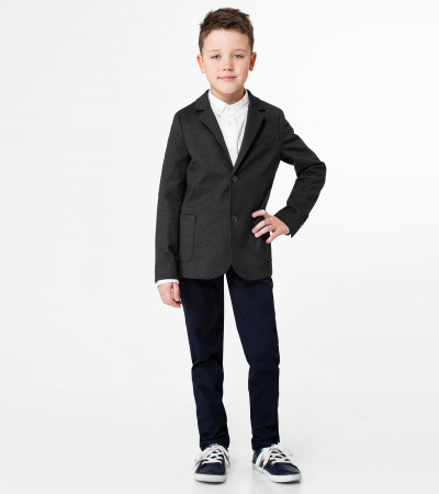 Пиджак из трикотажного вискозного полотна с отрезным бочком Panda Kids ПА-355531 темно-серый - фото 4