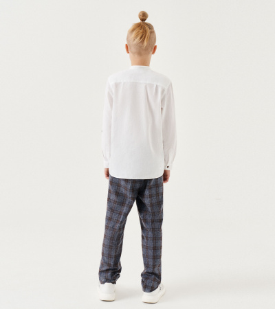 Хлопковая сорочка с накладным карманом и разрезами рукавов Panda Kids ПА-354240 белый - фото 11