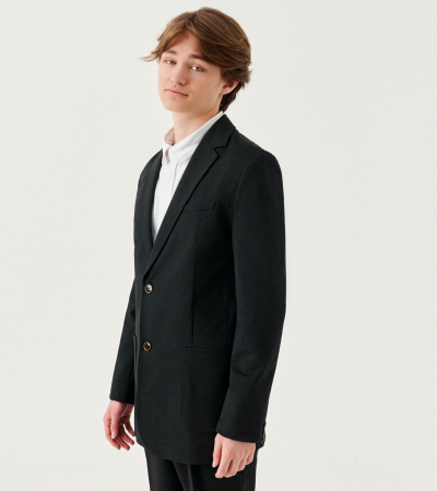 Пиджак для мальчика из вискозного трикотажа Panda Kids ПА-355532 темно-серый - фото 9