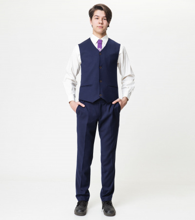 Жилет с регулируемой спинкой и талиевыми вытачками Panda Kids ПА-35431B синий - фото 2